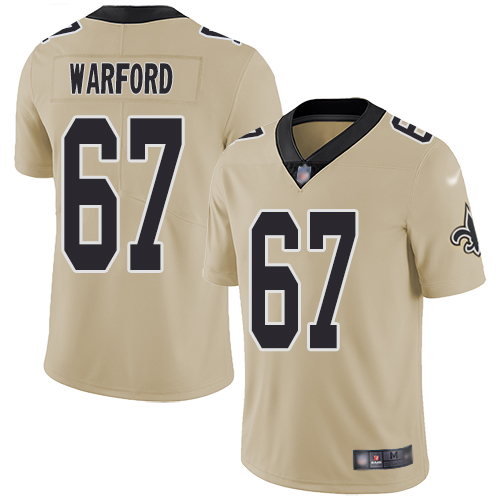 Men New Orleans Saints Limited Gold Larry Warford Jersey NFL Football #67 Inverted Legend Jersey->new orleans saints->NFL Jersey